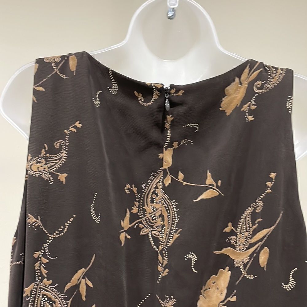 NWOT. Petite Sophisticate brown floral dress. Size 12 L 100% silk lining. - Picture 4 of 9